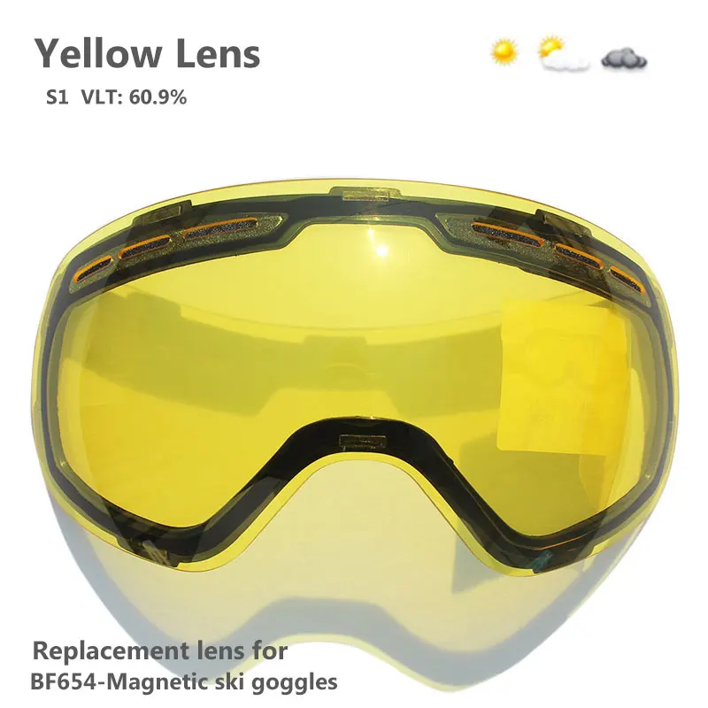 Yellow Lens Only Новая магнитная двухслойные линзы лыжные очки Анти-туман UV400 для катания на сноуборде Лыжный Спорт очки для Для мужчин Для женщин Снег лыжные очки - Цвет: Yellow Lens Only