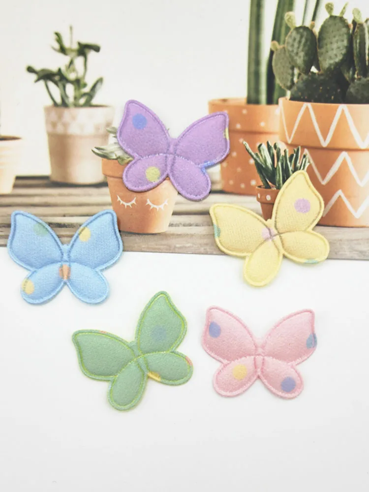 50 Stück gepolsterte Stoff-Schmetterlingsapplikationen für DIY-Hüte, Kleidung, Nähzubehör, Kopfbedeckungs-Dekorationsaufnäher, 3,2 x 2,5 cm, 50 Stück pro Packung – Detail 7