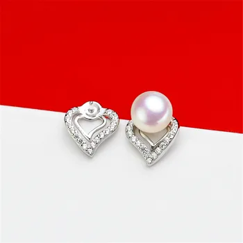 

S925 Sterling Silver Flash Design Pearl Earrings Holder Women DIY Pearl Earrings Components Silver Gold Color