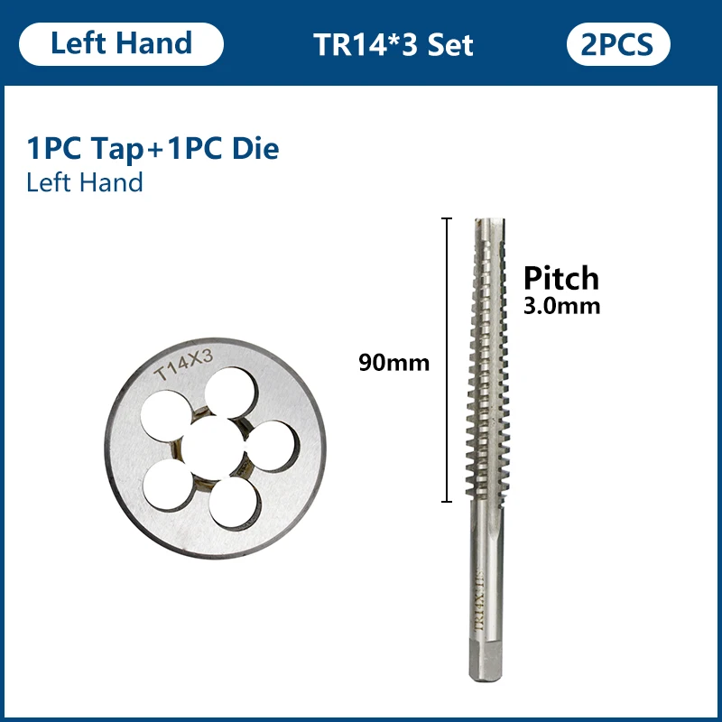 Set Maschio E Filiera TR16x4 HSS 2 Pezzi | Filettatura Trapezia Mano Destra Per Legno, Plastica E Alluminio