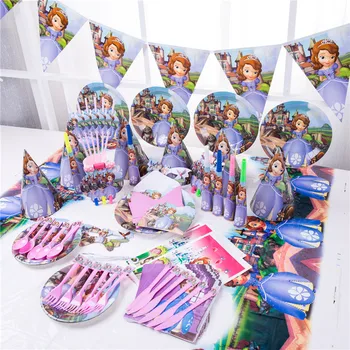 

Cartoon Sofia Princess kids Birthday Party Decorations Girls Birthday Party Supplies Paper Cup Plates Banner Baby Shower