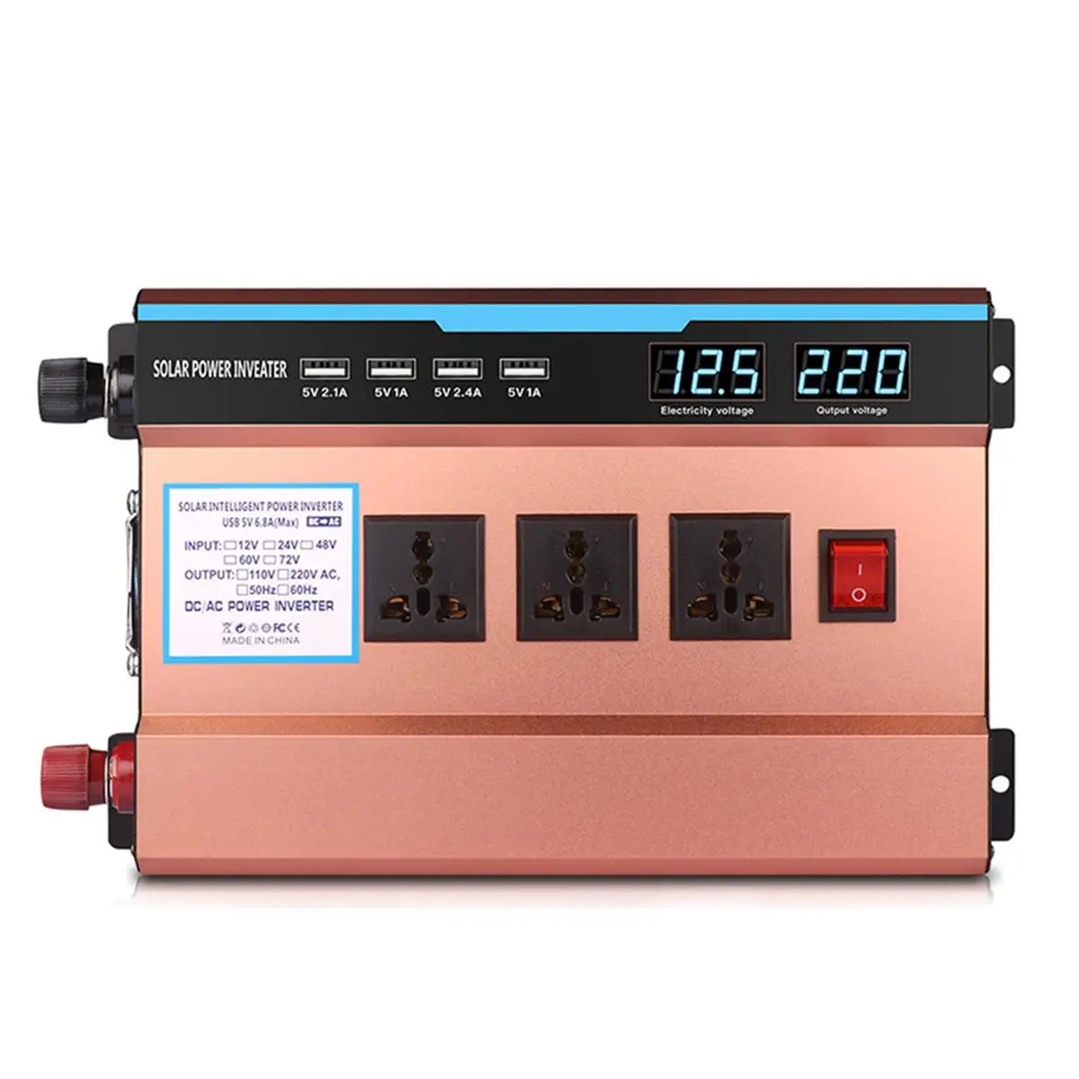 Carregador de Potência do Carro 24v para 220v Inversor Solar Casa Transformador Tensão Conversor Display Led 4 Porta Usb 12v - 10000w transformador tensão conversor display led 4 porta usb