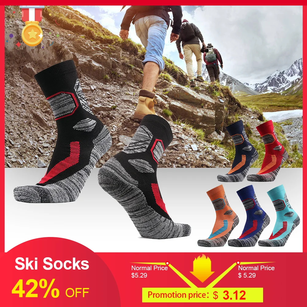 

3 Pairs Unisex Ski Socks Anti Slip Sports Performance Thermal Cotton Trekking Socks Men Women Soccer Running Hiking Traveling