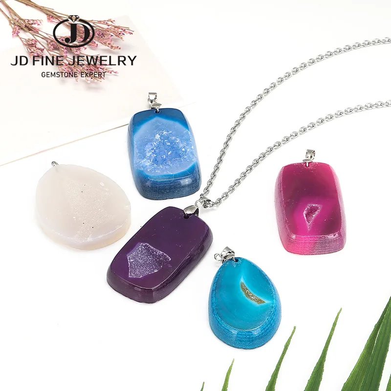 JD натуральный агат жеодовый полированный нерегулярный кристалл искусственное