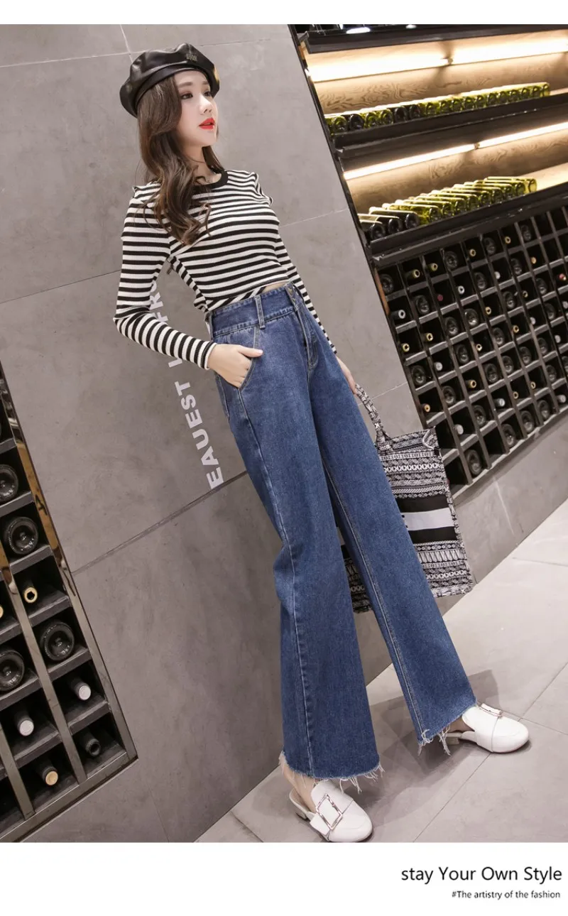 Jeans Women Zipper Casual Pockets Simple All-match Wide Leg Pants Womens Chic Loose Korean Students Daily Fashion Plus size 5XL