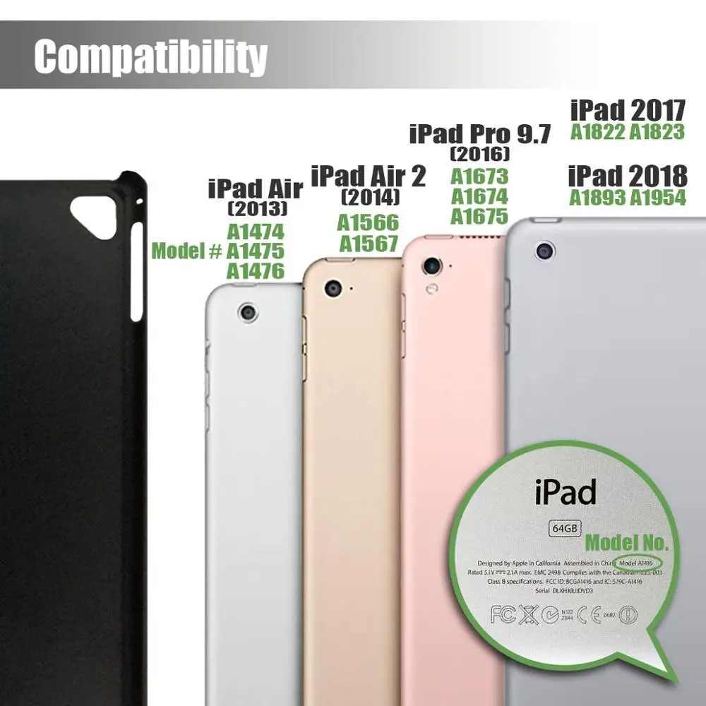 Чехол книжка с Bluetooth клавиатурой для iPad Pro 9 7 6 го 5 поколения смарт чехол 2018/2017