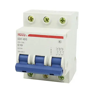 

AC 400V 10Amp 3-Pole 3P Overload Protection MCB Mini Circuit Breaker