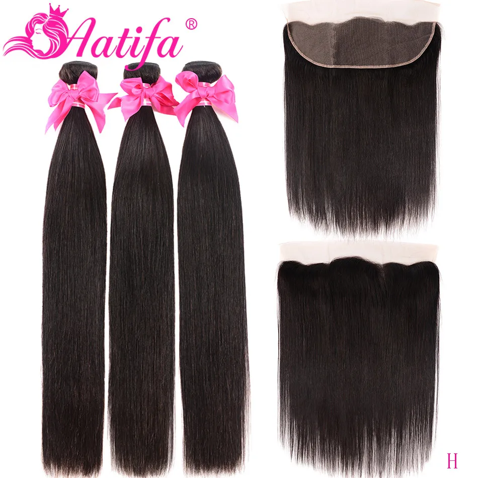Aatifa прямые пряди с закрытием 3 4/13x4 закрытыми коричневыми фронтальными