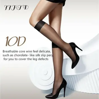 

10D Women Sexy Lingerie Stripe Elastic Stockings Transparent Black Stocking Thigh Sheer Tights Pantyhose Hot