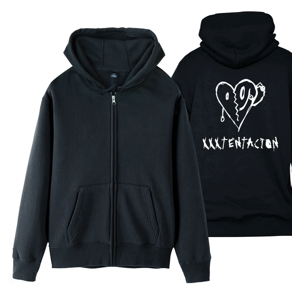 

xxxtentacion Broken Heart Woman Girl Coat Full Zip Hoodie Fleece Hooded Jacket Autumn Winter Couple Clothes ZIIART