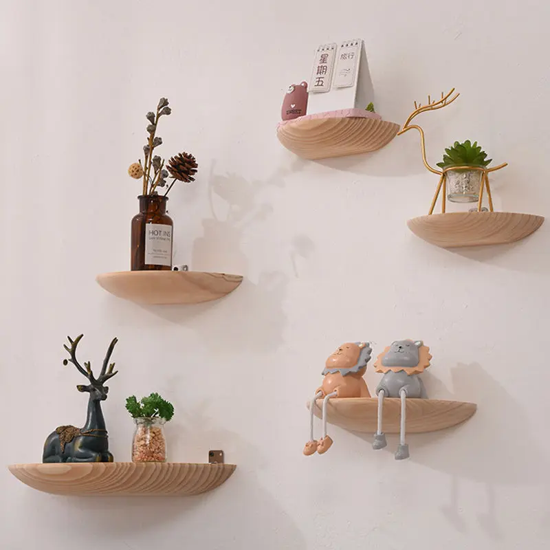 

Modern Solid Wood Wall Shelf Frame Accessories Home room Wall Storage Rack Vase Phone Miniature Multifunction Wall Stand Decor