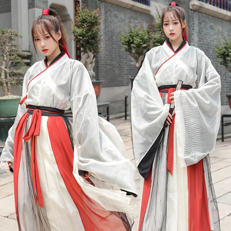 

Thin Bright Cotton Fog Broken Skirt Chinese Clothing Flow Fairy Big Hemline Wide Sleeves Skirt Big Sleeves Underpants Antique St
