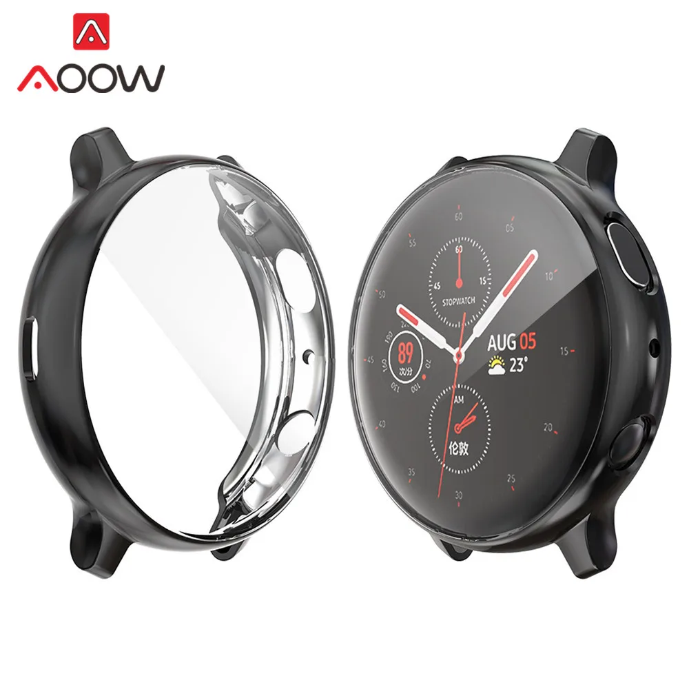 Black Защитный чехол для samsung Galaxy Watch Active2 44 мм 40 мм R830 R820 мягкий силиконовый защитный чехол на весь экран Active 2 - Цвет ремешка: Black