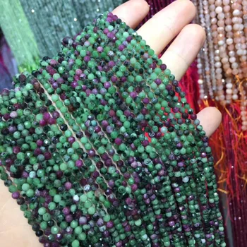 

Natural Stones Faceted Scattered bead Red Green Stone Small Beads 3 mm for Jewelry Making DIY Necklace Bracelet Accessories