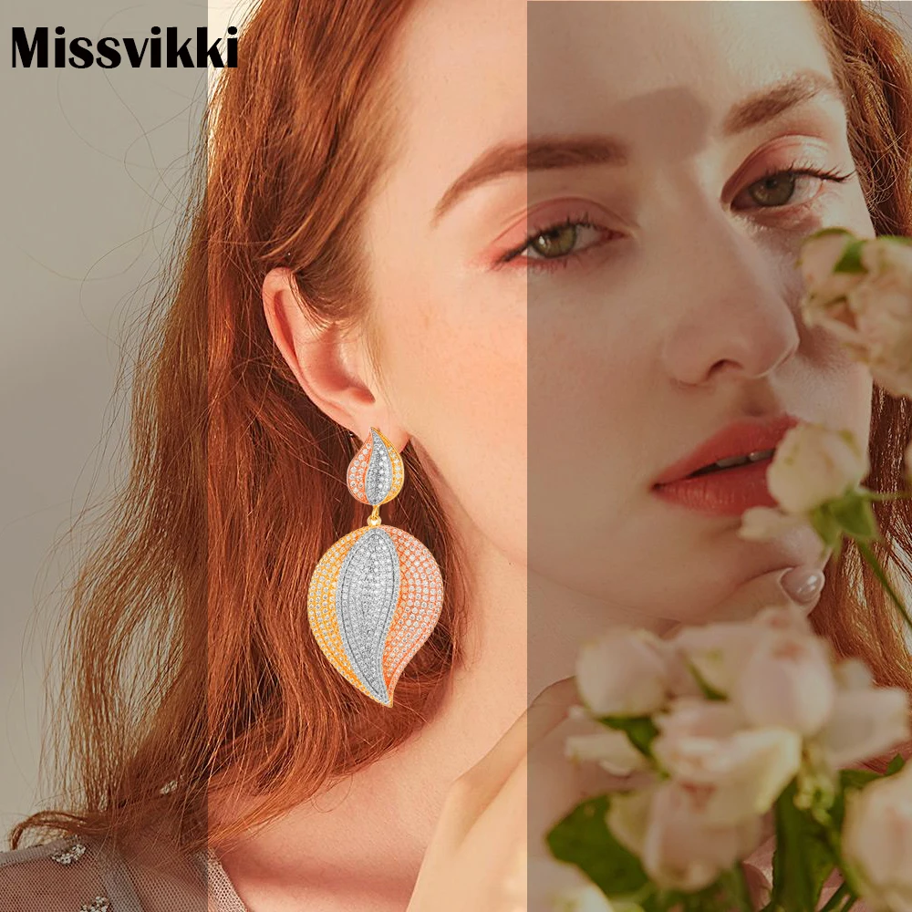 

missvikki Luxury original Delicate elegant tree leaf Pendant Earrings for Women Bridal Wedding boucle d'oreille femme 2019 New