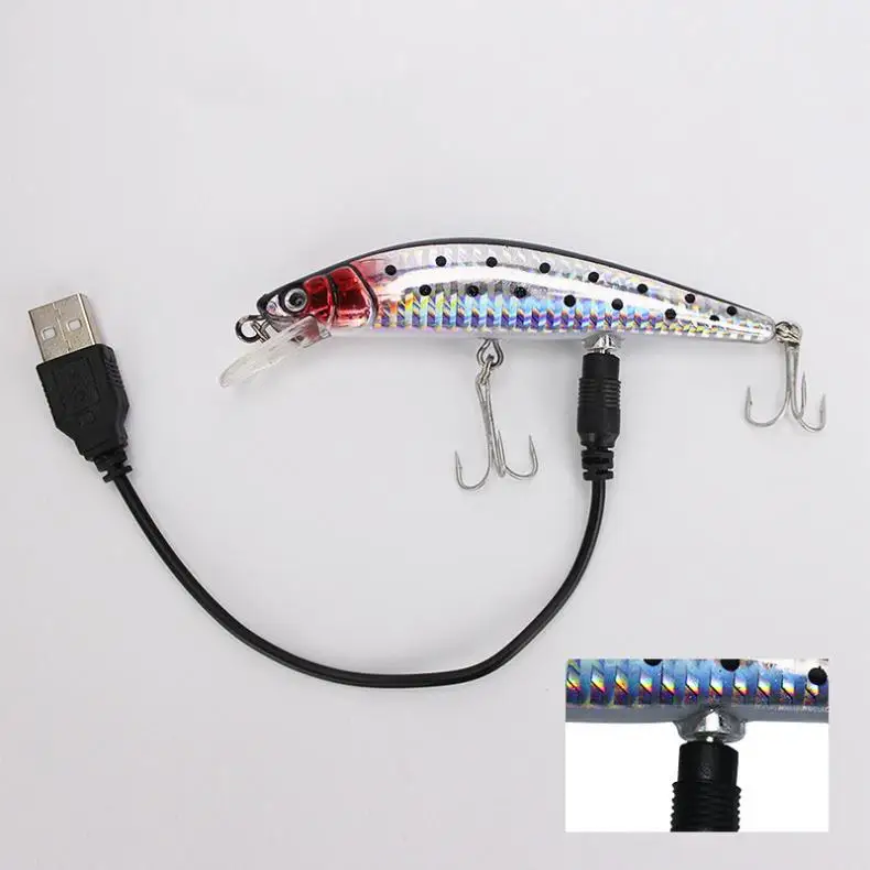 USB перезаряжаемая приманка для рыбной ловли гольян 12 см 19 г Электрический мигающий светодиодный светильник дрожащий реалистичный поплавок-приманка морская свежая водная Рыбалка