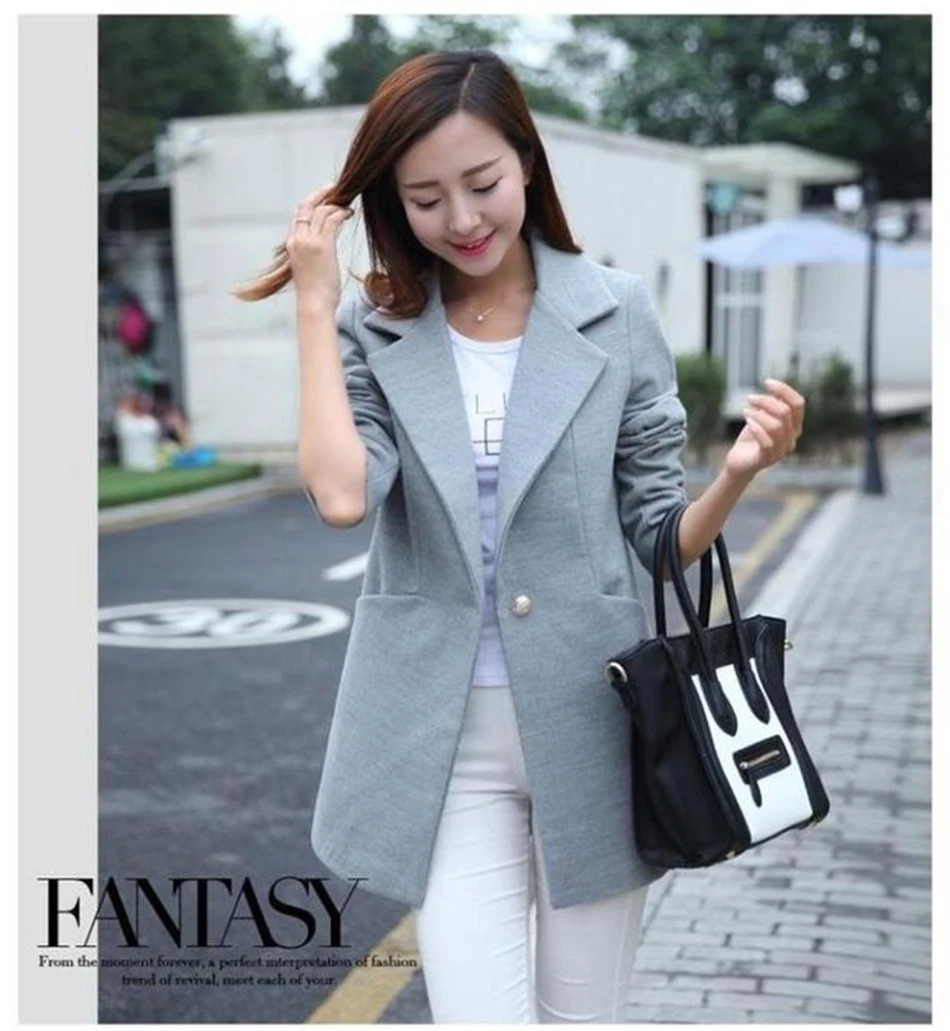 Women Winter Woolen Coat Female Slim Fit Lapel Woolen Overcoat Women Long Sleeve Blends Outwear Jacket Female Elegant Overcoat