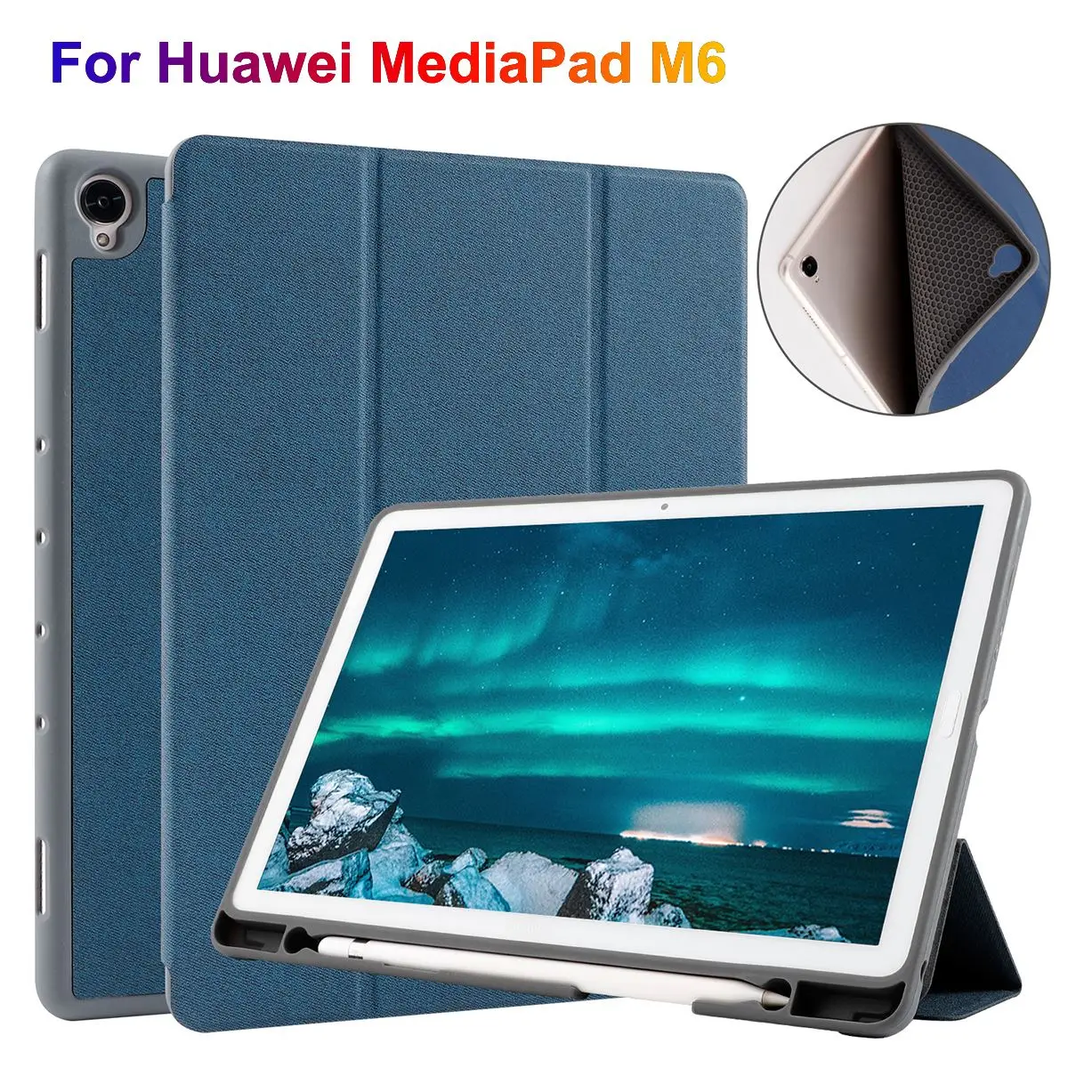 

TPU Shell Leather Case Cover For Huawei MediaPad M6 10.8 Inch Tablet Protective Cover With Pen Slot For Huawei M6 10.8 Case