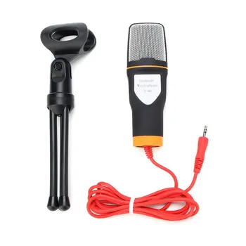 

Audio Wired Stereo Condenser Microphone With Holder Stand Clip For PC Chatting Singing Karaoke Laptop