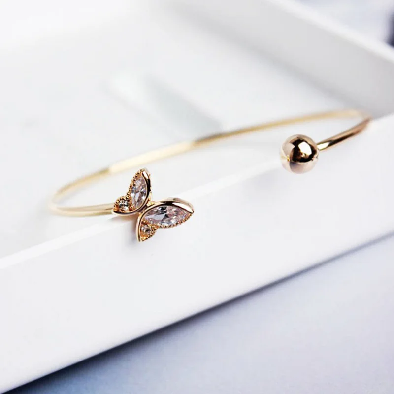 Yobest Charm Bracelet for Women Open Bangle Butterfly Zircon Bracelet Couples Jewelry Party Gifts bangle bracelet zircon bracelet