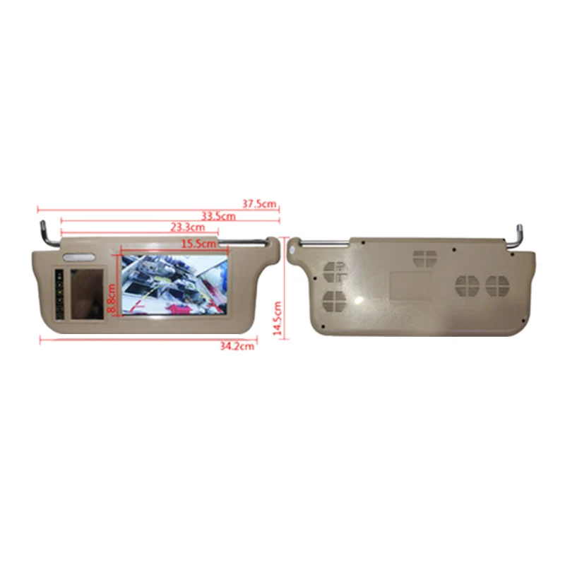 7 Inch Car Sun Visor Mirror Screen LCD Monitor DC 12V Beige Interior Mirror Screen for AV1 AV2 Player Camera