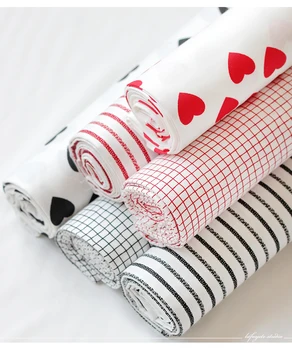 

ZAKKA Striped Polka Dot Check Cotton Cotton twill Fabric Cloth Patchwork Jelly Roll Strip DIY Quilts Home Textile Design