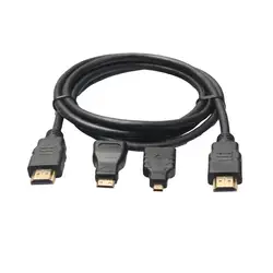 3 в 1 HDMI к HDMI штырь, кабель провод + Micro HDMI адаптер + Mini HDMI конвертер для HDMI кабеля