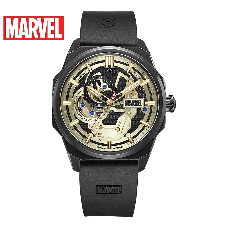 Disney Marvel часы Мужские механические полностью автоматические полые ремень тонилиновые стальные часы уличный тренд 5 бар Пряжка из нержавеющей стали