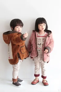 

Cross-Border Korean Children's Wear 20 Winter Boys and Girls Hooded Brushed and Thick Coat Children's Cartoon Flannel Coat