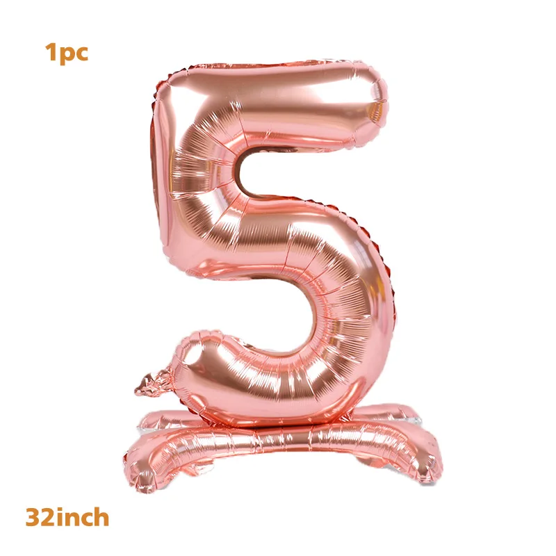 rose gold 5 Само стоячие 32 дюймов Количество воздушных шаров из розового золота цифра воздушный шар из фольги одежда для свадьбы, дня рождения украшения год поставки мяч - Цвет: rose gold 5