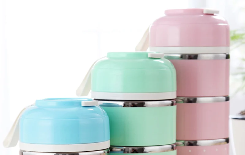 Portable Japanese Lunch Boxs Thermal Insulation Food Containers Stainless Steel Metal Plastic School Kids Bento Box Dinner Sets10