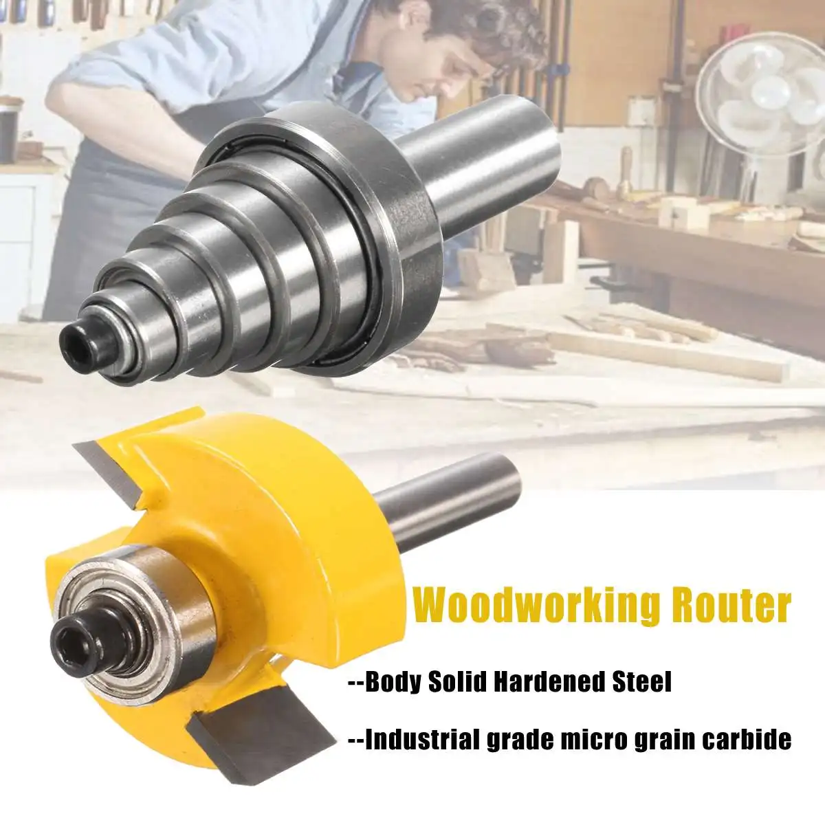 

New Rabbet Router Bit with 7 Bearings Set -1/2"H - 1/4" Shank Woodworking Cutter For Woodworking Tools