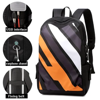 

Bag-Backpack Backpack Male With Charging Travel Black Fashion For Laptop 15 Nylon Traveling Urban Waterproof Teenager