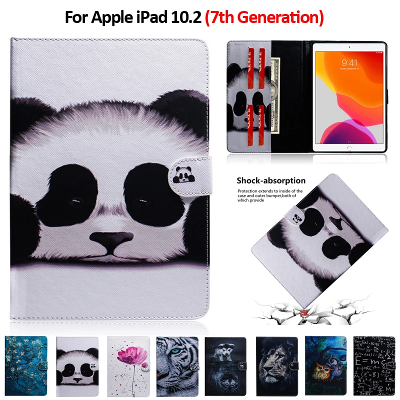 Цвет рисунок тигра льва панды планшетный чехол для iPad 10,2 чехол Fundas для iPad 10,2 7th поколения - Цвет: Random