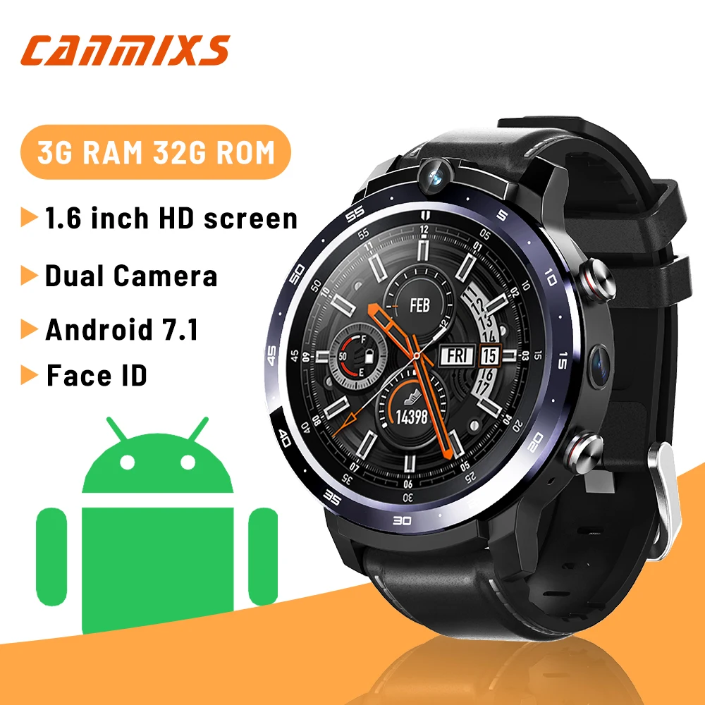 CanMixs Reloj Inteligente Hombre Smart Watch Men Phone Camera 1800mAh Prime Watches Android Smartwatch 2020 GPS 4G Wifi Sim Card |