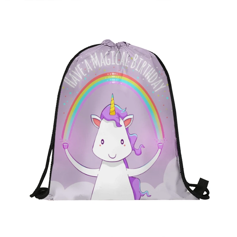 Розовый Единорог Softback рюкзак для мальчиков и девочек 3D Оксфорд тканевый кисет спрос среди детей Подарки для дня рождения украшения