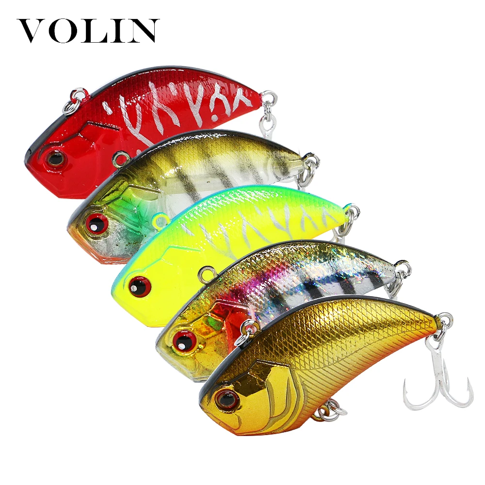 

VOLIN 1pc VIB Fishing Bait Sinking Hard Lure with Ball Lead Fishing Lure 52mm 13g Plastic Artificial Bait 3D Eyes Fishing Tackle