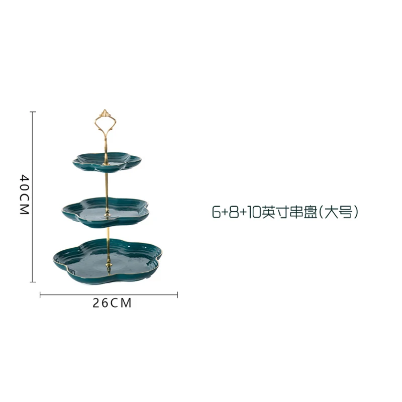 Зеленый керамический торт стенд многослойная подставка для торта вечерние подставка для десерта подставка для кексов инструмент для украшения - Цвет: L
