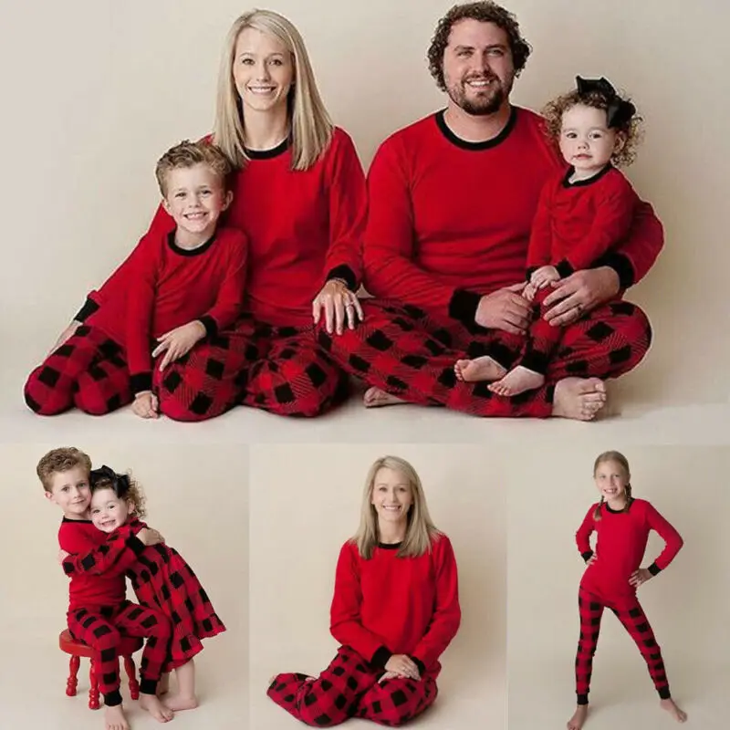 Семейный Рождественский пижамный комплект; рождественские пижамы; одинаковые пижамы для взрослых и детей; Рождественская одежда для сна
