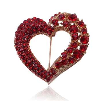 

Big Heart Brooches pin Red Zircon Pins Gifts for Couple Wedding Party Brooch Badge Decorative Jewelry Custom Crystal Coat Dress