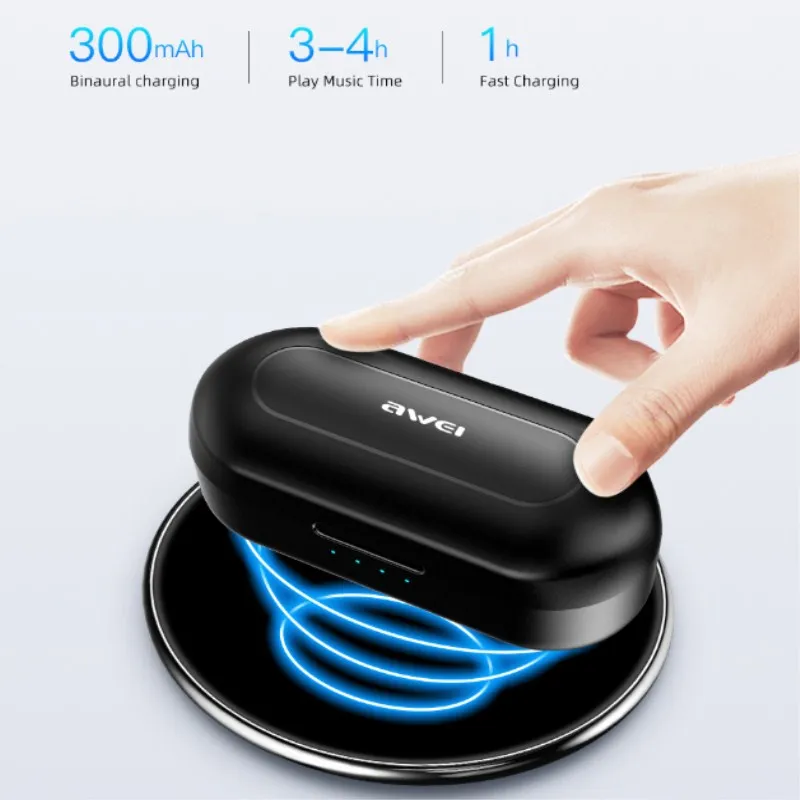 NEW Awei T10C TWS True Wireless Earphone Bluetooth 5.0 HiFi Touch Control Headset Lossless Noise Reduction Earbud With Mic IPX4