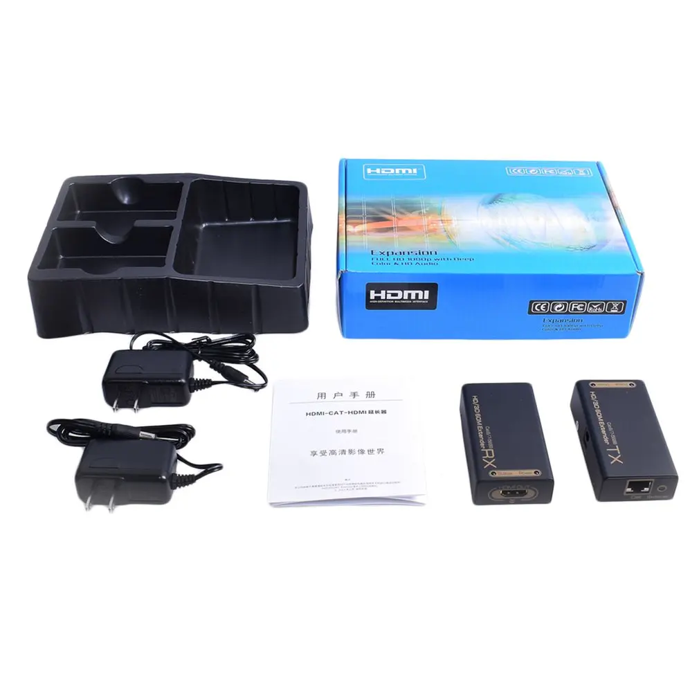 

HDMI Extender 60m Extension HD HDMI Extender Over cat5e/6 Ethernet Cable Support 3D Transmitter Receiver
