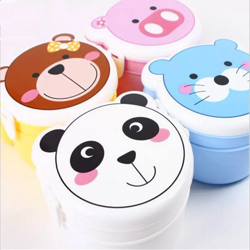 

2018New Cartoon Animal Lunch Box Microwave Bento Container Case Dinnerware Lovely Pig Bear Panda Heatable Lunchbox Kitchen Tools