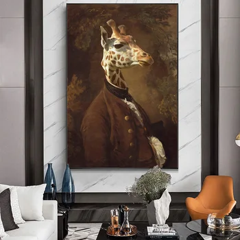 

Giraffe in Dress Classical Canvas Paintings On the Wall Art Posters and Prints Portrait of Mr. Giraffe Canvas Art Wall Pictures