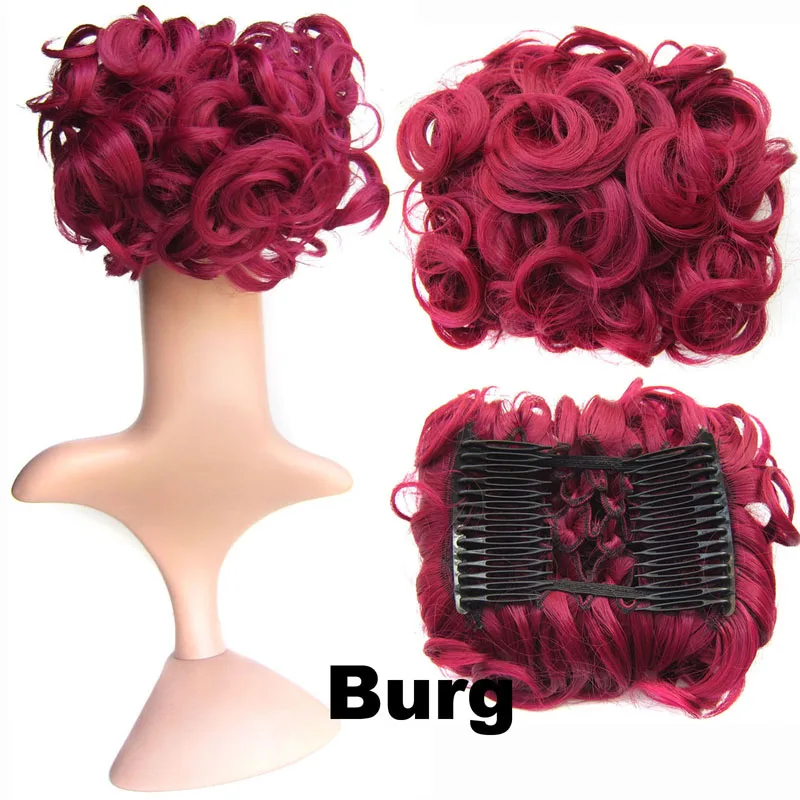 1 шт синтетические большие волосы грязный Updo женские элегантные натуральные волнистые резинки шиньон лоток конский хвост шиньоны - Цвет: Burg