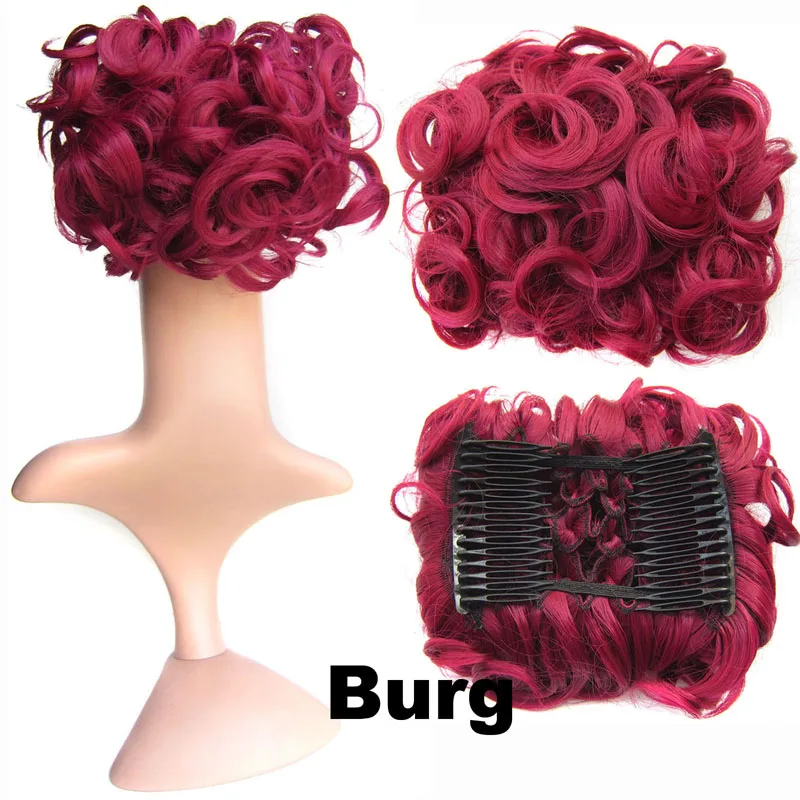 Burg 1 шт синтетические большие волосы грязный Updo женские элегантные натуральные волнистые резинки шиньон лоток конский хвост шиньоны - Цвет: Burg