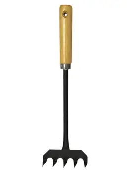 

5-Tine Cultivator Garden Hand Rake Mini Gardening Tool For Planting Flower Wood Handle Garden And Lawn Weeding Tool
