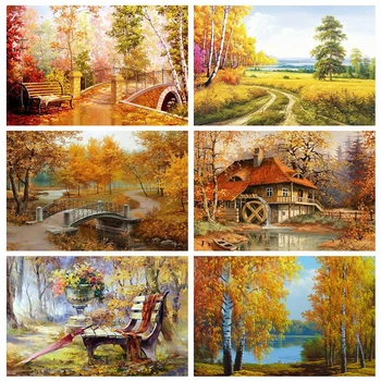 

Evershine Full Square Diamond Painting Autumn 5D DIY Cross Stitch Landscape Diamond Embroidery Sale Mosaic Crafts Needlework