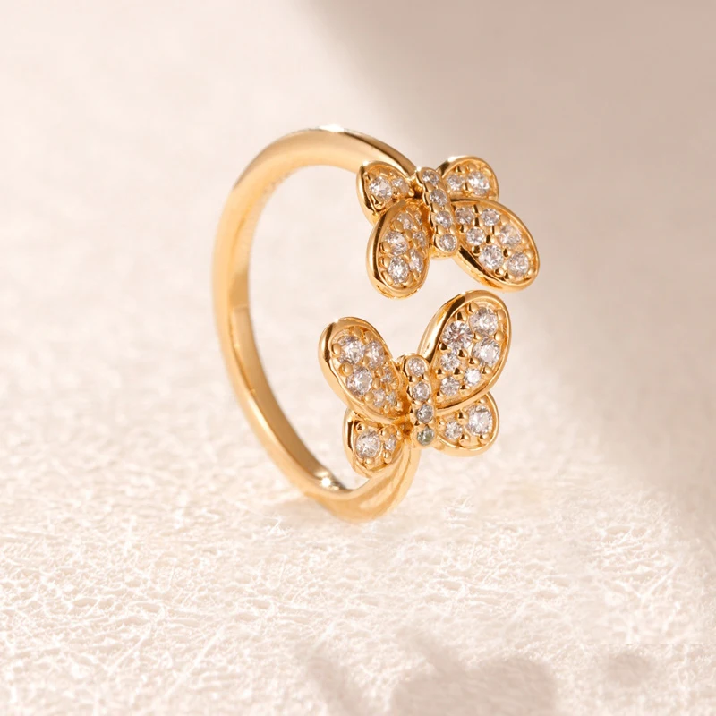 Новое 925 пробы Серебряная золотая корона бабочка пчела в форме сердца обручальное кольцо Женская мода Роскошные ювелирные изделия подарок на день рождения