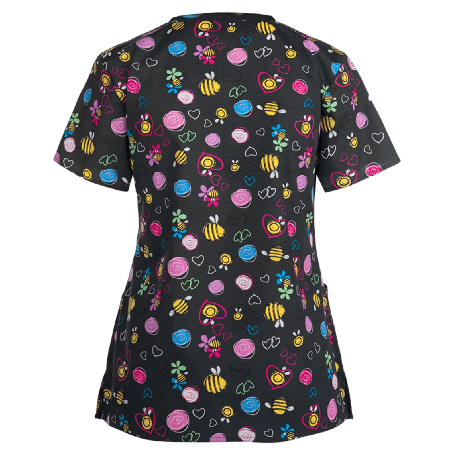 v neck scrub tops Cartoon Dogs Nurse Uniform  medicoal uniforms engineered print piece cut Pet Store Working Uniform Blouse A50